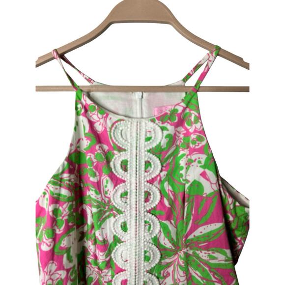 LILLY PULITZER Annabelle Top Sz 6‎ Pink/Green Forgot my Trunks Coastal Floral - Picture 3 of 5